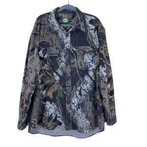 Cabela’s Camo Leaves & Logs Button Down Midweight Shirt Jacket Size XL Tall